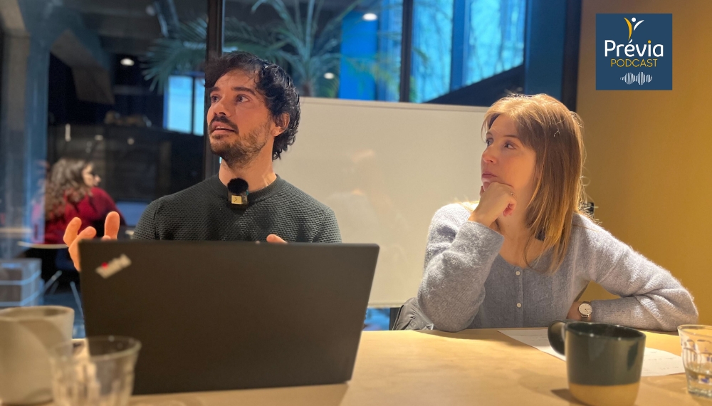 Tournage du podcast Mémo-Duo avec Baptiste Cougot et Clémentine Audrain